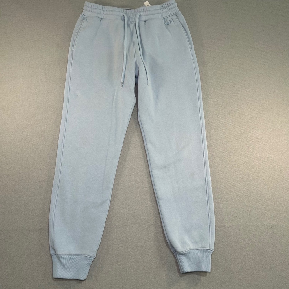 Hollister Jogger Sweatpants Womens XS Blue Drawstring Fleece Lined Logo Pockets
